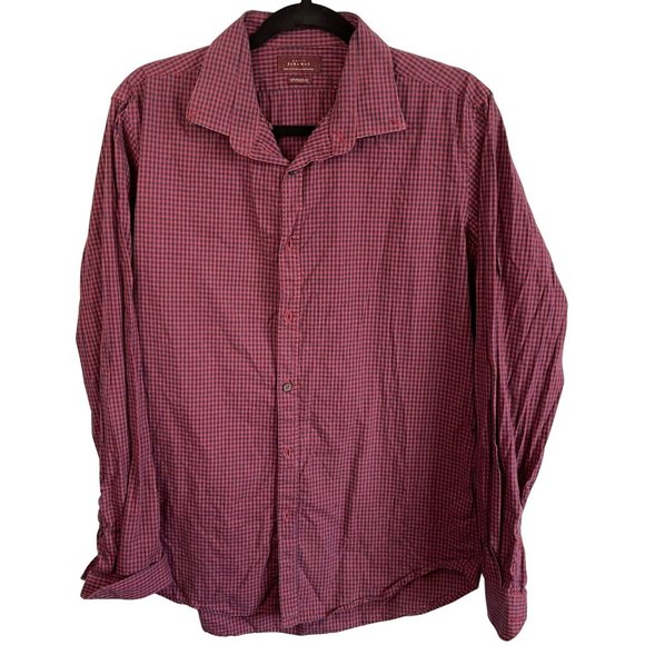 Zara Shirts Zara Man Collared Button Up Shirt Redblue Checkered